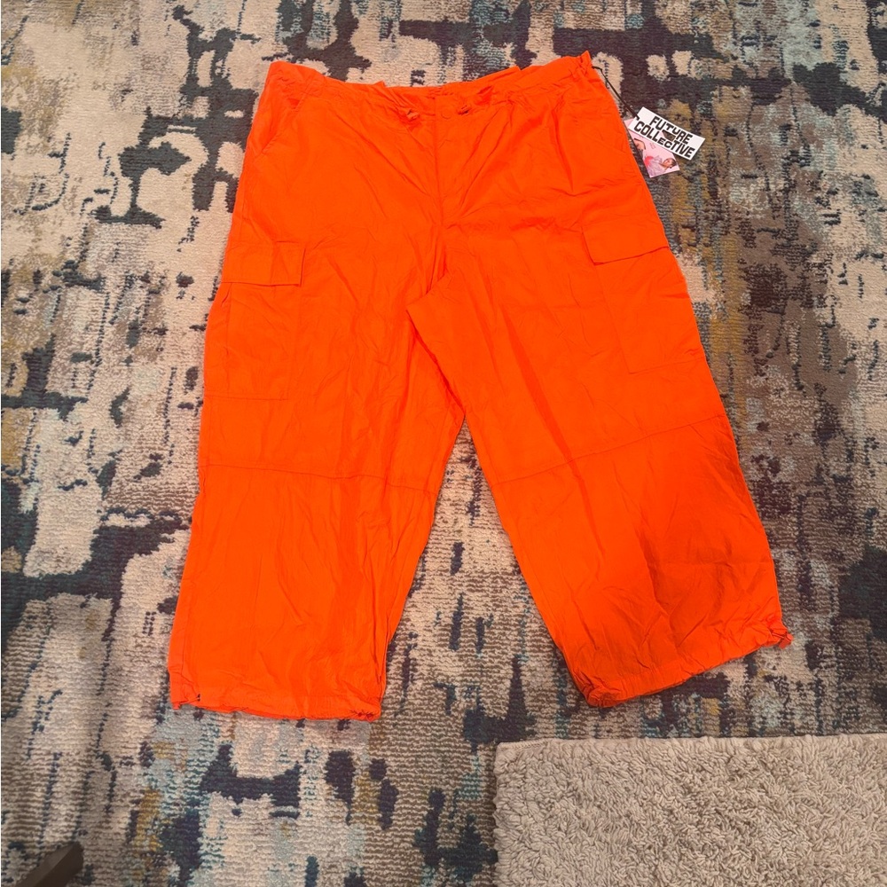 Future Collective Bright Orange Wide Leg, Windbreaker- Adjusted Cargo Pants